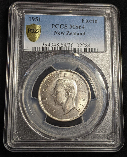 New Zealand 1951 Florin 2/- KM# 18  PCGS MS64 GEM UNC #2280