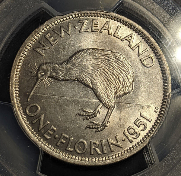 New Zealand 1951 Florin 2/- KM# 18  PCGS MS64 GEM UNC #2280