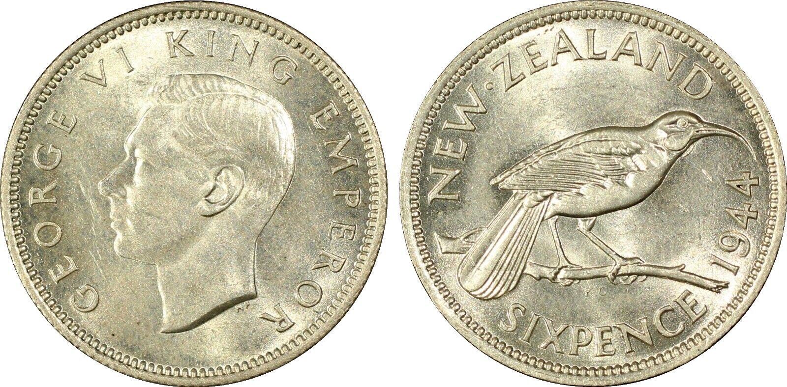 New Zealand 1944 Sixpence 6d KM# 8 PCGS MS62 UNC #2281