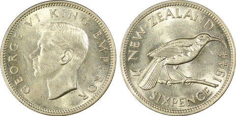 New Zealand 1944 Sixpence 6d KM# 8 PCGS MS62 UNC #2281