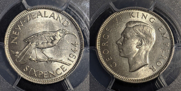 New Zealand 1944 Sixpence 6d KM# 8 PCGS MS62 UNC #2281