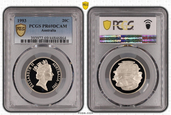1993 Proof Twenty Cent 20c Australia PCGS PR69DCAM FDC UNC #2284