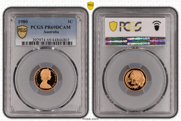 1980 Proof One Cent 1c Australia PCGS PR69DCAM FDC UNC #2285