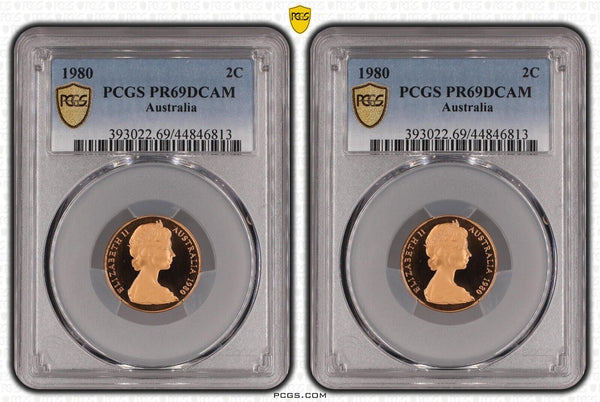 1980 Proof Two Cent 2c Australia PCGS PR69DCAM FDC UNC #2298