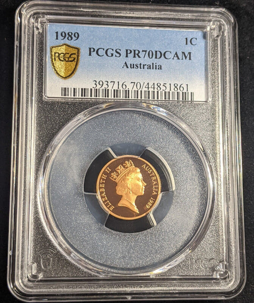 1989 Proof One Cent 1c Australia PCGS PR70DCAM FDC UNC #2299