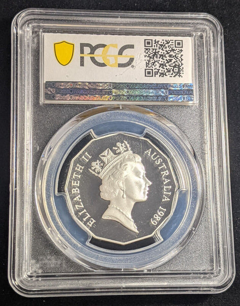 1989 Proof Silver Fifty Cent 50c Commonwealth Games PCGS PR69DCAM FDC UNC #2302