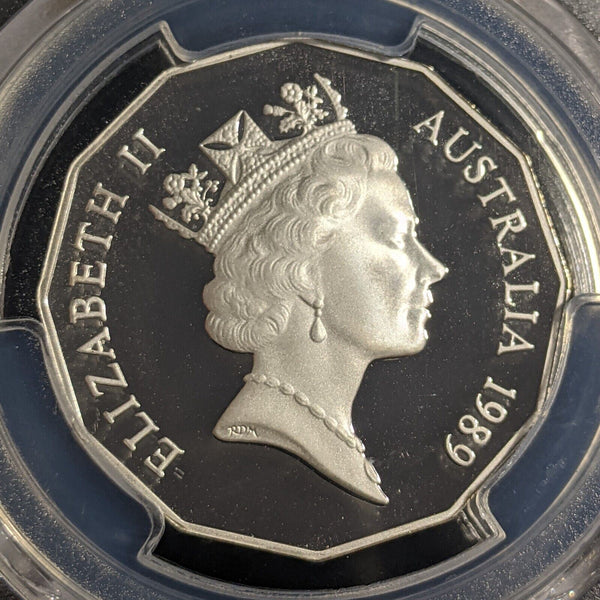 1989 Proof Silver Fifty Cent 50c Commonwealth Games PCGS PR69DCAM FDC UNC #2302
