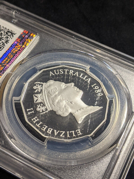 1989 Proof Silver Fifty Cent 50c Commonwealth Games PCGS PR69DCAM FDC UNC #2302