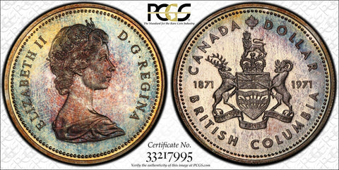 Canada 1971 One Dollar $1 British Columbia Ag PCGS SP67 FDC UNC #2310