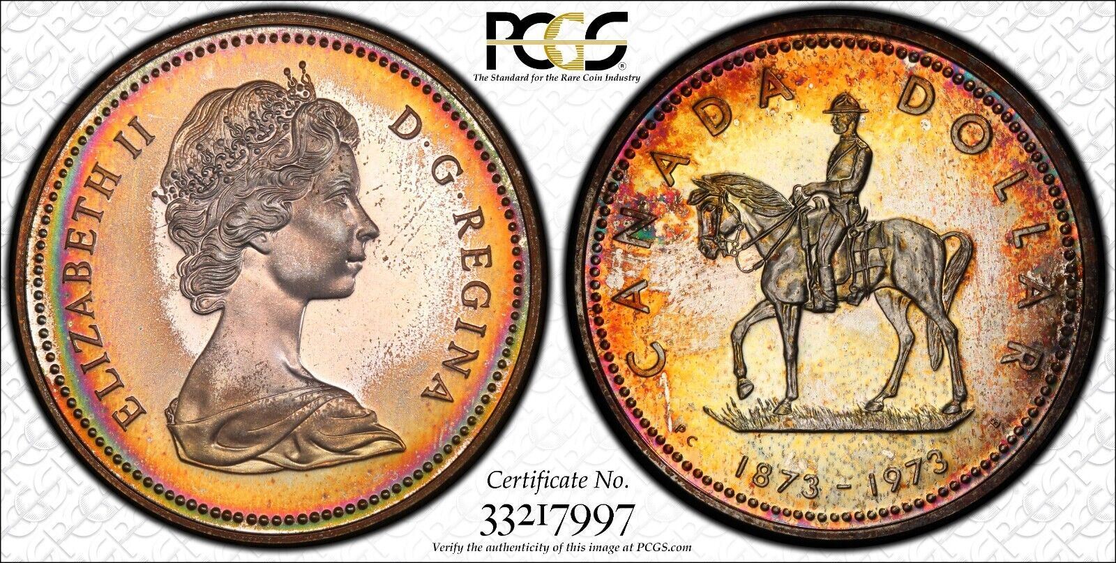 Canada 1973 One Dollar $1 R.C.M.P PCGS SP66 GEM UNC #2313