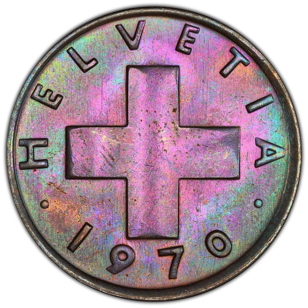 Switzerland 1970 1 Rappen PCGS MS66BN GEM UNC KM# 46 #2325