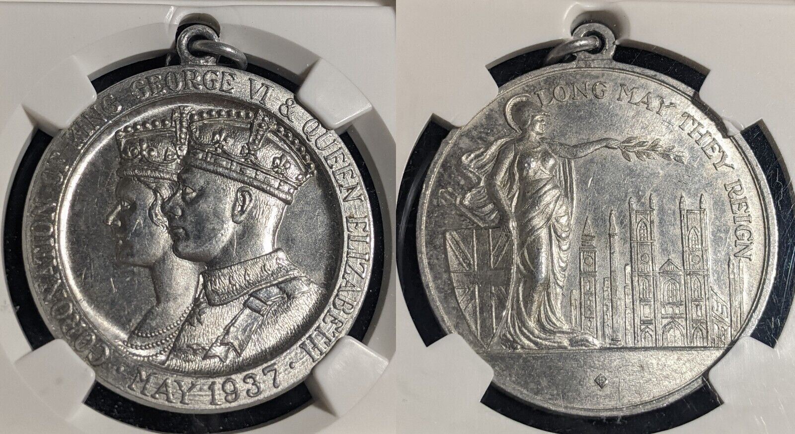 G.BRIT 1937 WM 35mm GEORGE VI CORONATION NGC MEDAL MS64 GEM UNC #2330