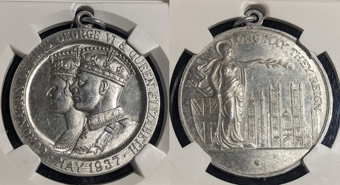 G.BRIT 1937 WM 35mm GEORGE VI CORONATION NGC MEDAL MS64 GEM UNC #2330
