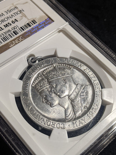 G.BRIT 1937 WM 35mm GEORGE VI CORONATION NGC MEDAL MS64 GEM UNC #2330