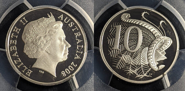 2008 Proof Ten Cent 10c Australia PCGS PR70DCAM FDC UNC #2332