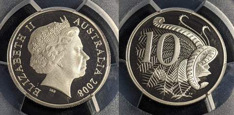 2008 Proof Ten Cent 10c Australia PCGS PR70DCAM FDC UNC #2332