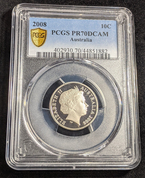 2008 Proof Ten Cent 10c Australia PCGS PR70DCAM FDC UNC #2332