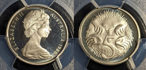 1980 Proof Five Cent 5c Australia PCGS PR68DCAM FDC UNC #2336