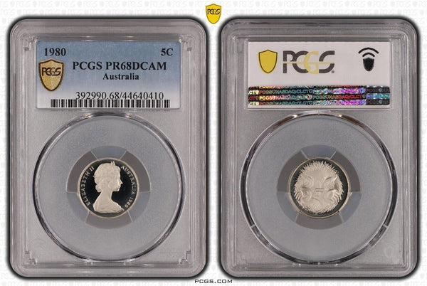 1980 Proof Five Cent 5c Australia PCGS PR68DCAM FDC UNC #2336