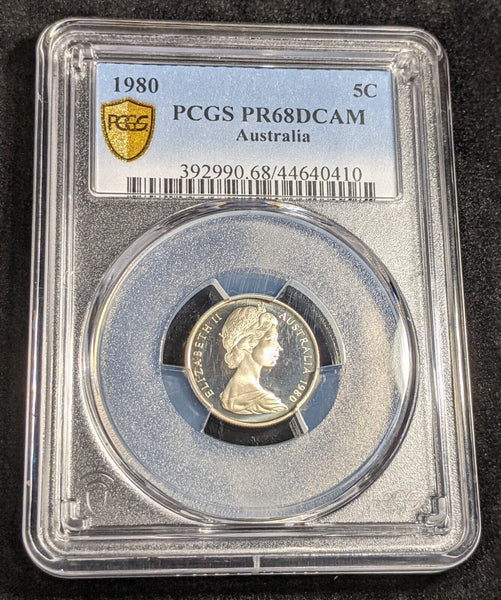1980 Proof Five Cent 5c Australia PCGS PR68DCAM FDC UNC #2336