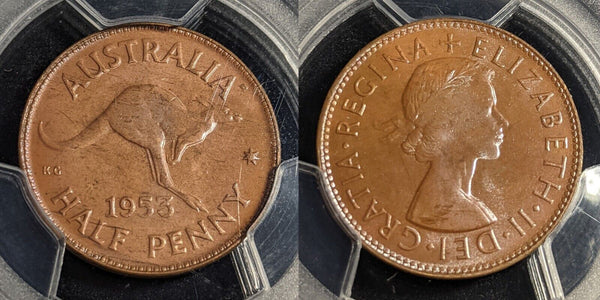 1953 (p) Half Penny 1/2d Australia PCGS MS63RB Choice UNC #2342