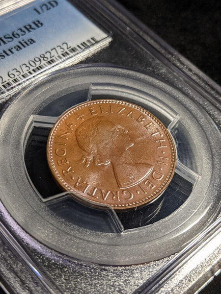 1953 (p) Half Penny 1/2d Australia PCGS MS63RB Choice UNC #2342