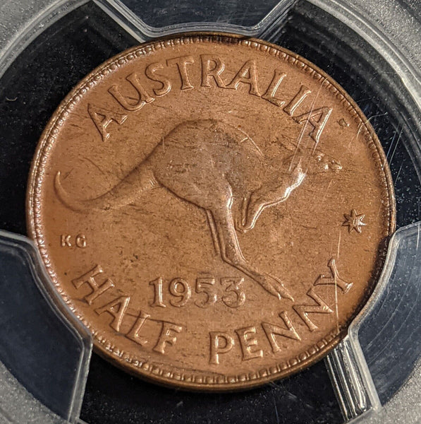 1953 (p) Half Penny 1/2d Australia PCGS MS63RB Choice UNC #2342