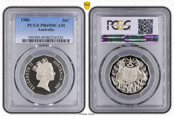 1986 Proof Fifty Cent 50c Australia PCGS PR69DCAM FDC UNC #2347
