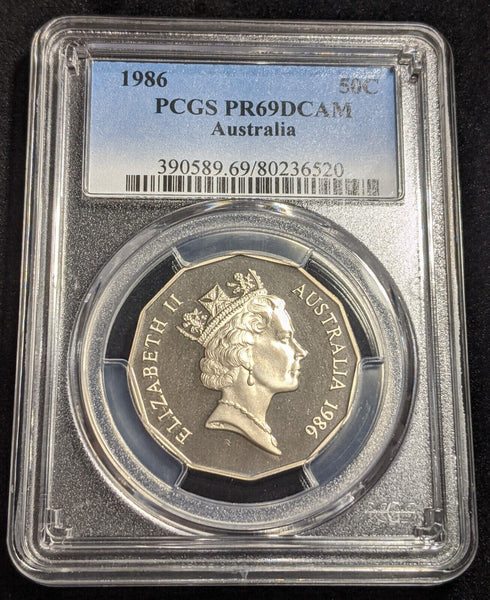 1986 Proof Fifty Cent 50c Australia PCGS PR69DCAM FDC UNC #2347