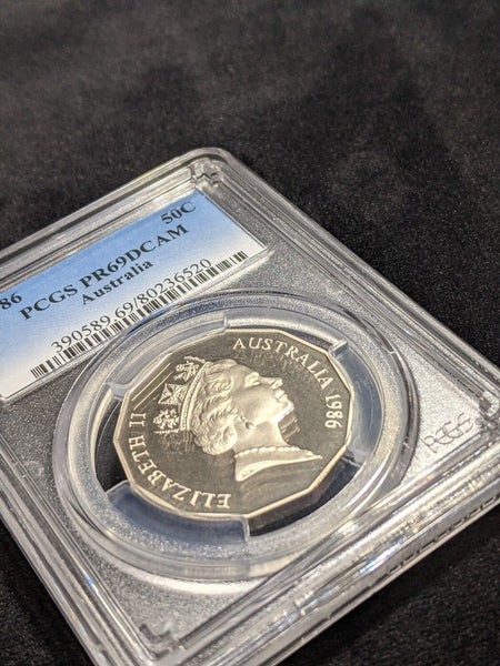 1986 Proof Fifty Cent 50c Australia PCGS PR69DCAM FDC UNC #2347