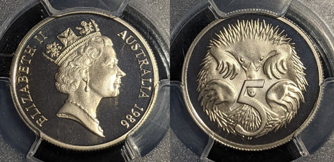 1986 Proof Five Cent 5c Australia PCGS PR69DCAM FDC UNC #2348