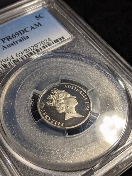 1986 Proof Five Cent 5c Australia PCGS PR69DCAM FDC UNC #2348