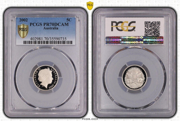 2002 Proof Five Cent 5c Australia PCGS PR70DCAM FDC UNC #2349