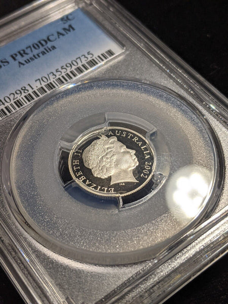 2002 Proof Five Cent 5c Australia PCGS PR70DCAM FDC UNC #2349