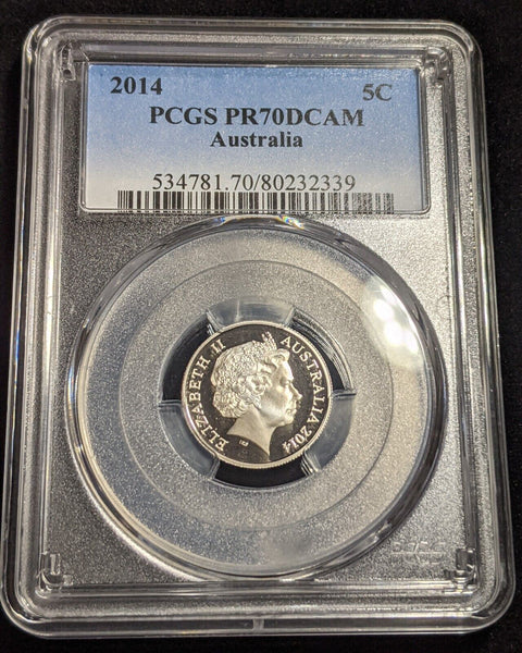 2014 Proof Five Cent 5c Australia PCGS PR70DCAM FDC UNC #2350