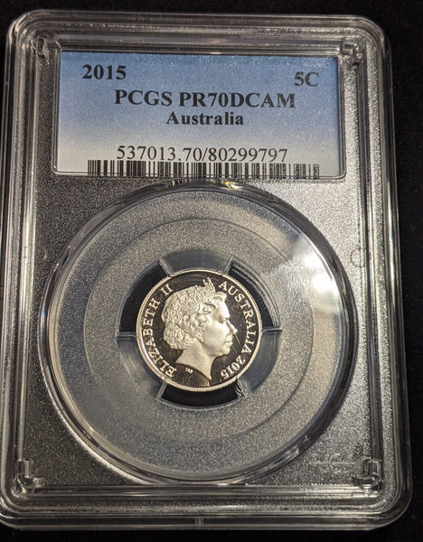 2015 Proof Five Cent 5c Australia PCGS PR70DCAM FDC UNC #2351