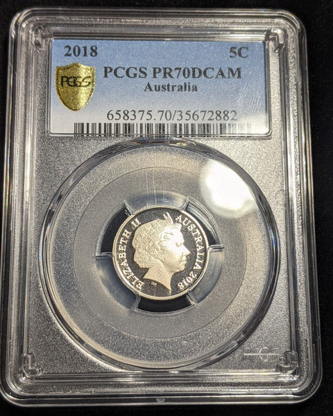 2018 Proof Five Cent 5c Australia PCGS PR70DCAM FDC UNC #2352