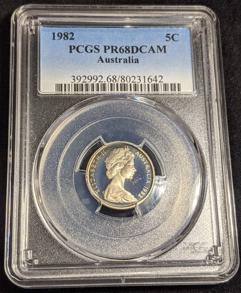 1982 Proof Five Cent 5c Australia PCGS PR68DCAM FDC UNC #2355