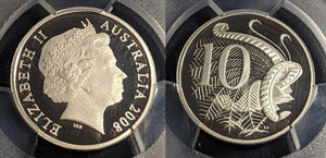 2008 Proof Ten Cent 10c Australia PCGS PR70DCAM FDC UNC #2361