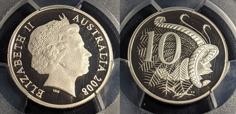2008 Proof Ten Cent 10c Australia PCGS PR70DCAM FDC UNC #2361