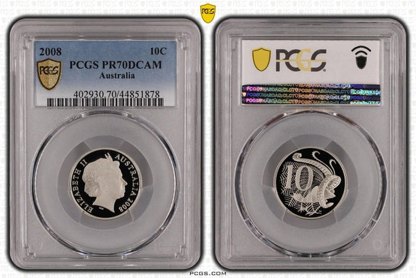 2008 Proof Ten Cent 10c Australia PCGS PR70DCAM FDC UNC #2361