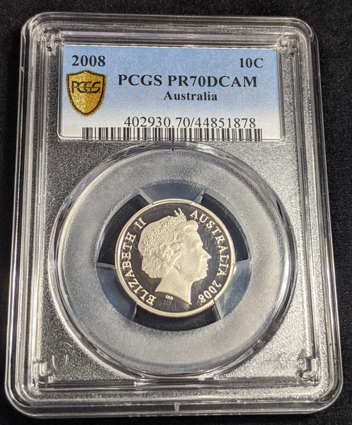 2008 Proof Ten Cent 10c Australia PCGS PR70DCAM FDC UNC #2361