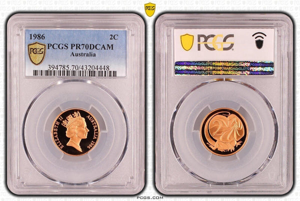 1986 Proof Two Cent 2c Australia PCGS PR70DCAM FDC UNC #2380