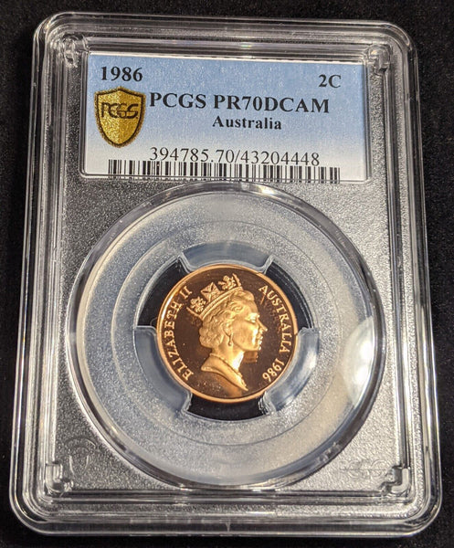1986 Proof Two Cent 2c Australia PCGS PR70DCAM FDC UNC #2380