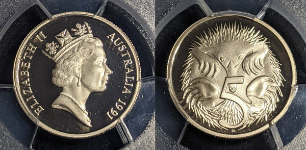 1991 Proof Five Cent 5c Australia PCGS PR70DCAM FDC UNC #2384
