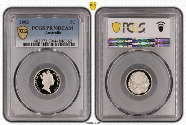 1993 Proof Five Cent 5c Australia PCGS PR70DCAM FDC UNC #2385