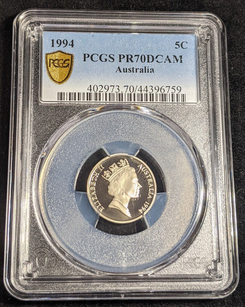 1994 Proof Five Cent 5c Australia PCGS PR70DCAM FDC UNC #2386