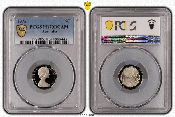 1975 Proof Five Cent 5c Australia PCGS PR70DCAM FDC UNC #2382