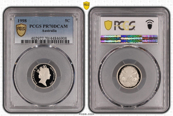 1998 Proof Five Cent 5c Australia PCGS PR70DCAM FDC UNC #2389