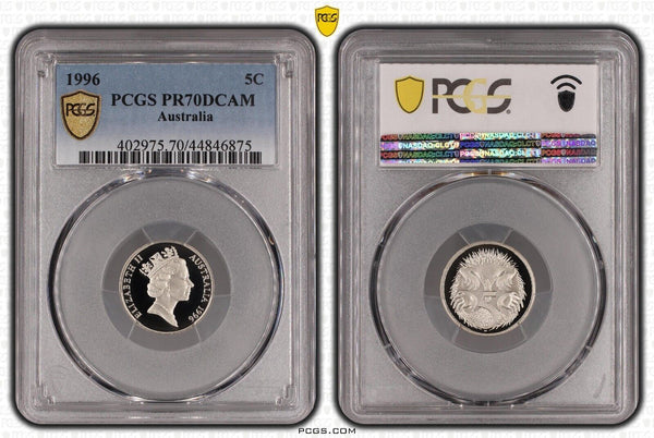 1996 Proof Five Cent 5c Australia PCGS PR70DCAM FDC UNC #2388